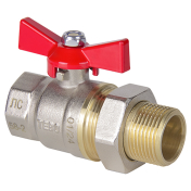 Кран шаровой полный проход  c накидной гайкой    1/2"  бабочка (10/80) TEBO