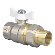 Кран шаровой полный проход  c накидной гайкой  1/2"  белая бабочка (10/80) TEBO