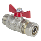 Кран шаровой под обжим  НАР 16х1/2" бабочка (15/120) TEBO
