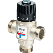STOUT Термостатический смесительный клапан 3/4" НР 20-43С KV 1.6 м3/ч