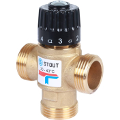 STOUT Термостатический смесительный клапан 1" НР 20-43С KV 1,6 м3/ч