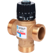 STOUT Термостатический смесительный клапан 1" НР 20-43С KV 2.5 м3/ч