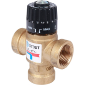 STOUT Термостатический смесительный клапан 3/4" ВР 20-43С KV 1.6 м3/ч